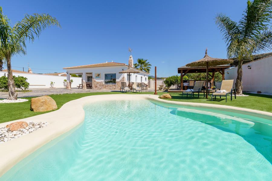 The pool at Country House Serrano, heated to 30 degrees all year round